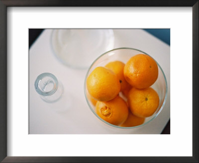 Oranges In Bowl Next To Drinking Glass by Elisa Cicinelli Pricing Limited Edition Print image