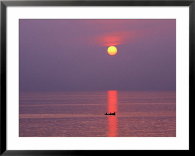 Boat On The Ocean At Sunset by Manrico Mirabelli Pricing Limited Edition Print image