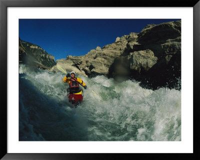 Kayaker On The Iron Curtain Class 5 Rapids On The Shoshone River by Bobby Model Pricing Limited Edition Print image