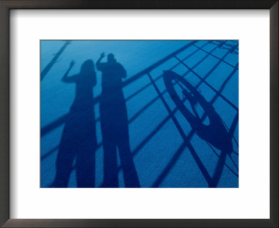 Shadow Of Two People Waving Next To A Life Preserver On Cruise Ship by Todd Gipstein Pricing Limited Edition Print image