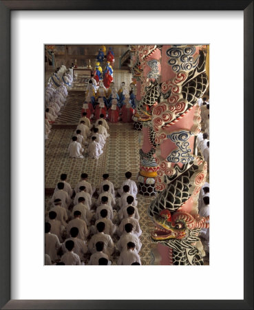 Pilgrims Inside Caodai Great Temple, Vietnam by Keren Su Pricing Limited Edition Print image