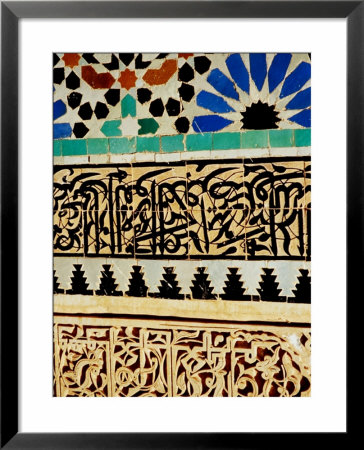 Decorative Tile Work On Mausoleum In Garden Of Saadan Tombs, Marrakesh, Morocco by Damien Simonis Pricing Limited Edition Print image