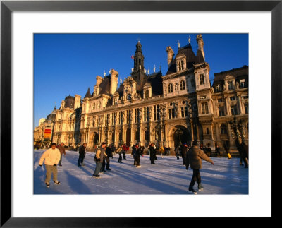 Ice-Skating In Front Of Paris Hotel De Ville (City Hall), Paris, France by Martin Moos Pricing Limited Edition Print image