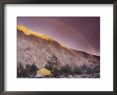 Campers Tent With Mountain And Rainbow Along The Alsek River, Alaska by David Edwards Pricing Limited Edition Print image