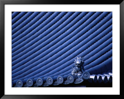 Temple Roof With Lion Guardian, Kyoto, Kinki, Japan, by Frank Carter Pricing Limited Edition Print image