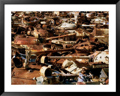 Tanks And Military Vehicles Destroyed During 1990-91 Gulf War In Desert At Ali Al Salem, Kuwait by Mark Daffey Pricing Limited Edition Print image
