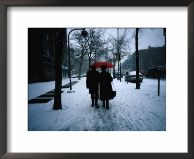 Walking On Snowy Winter Street, New York City, New York, Usa by Angus Oborn Pricing Limited Edition Print image