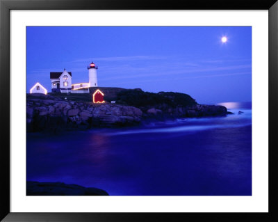 Nubble Lighthouse Alight Underneath Moon-Lit Sky, Cape Neddick, Usa by Levesque Kevin Pricing Limited Edition Print image