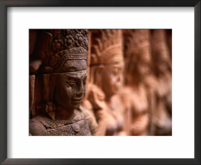 Carving Detail On Statues At Terrace Of Leper King Angkor, Siem Reap, Cambodia by Glenn Beanland Pricing Limited Edition Print image