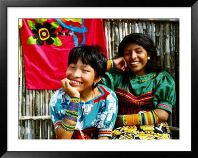 Portrait Of Smiling Cuna Indian Girls, Panama by Wayne Walton Pricing Limited Edition Print image