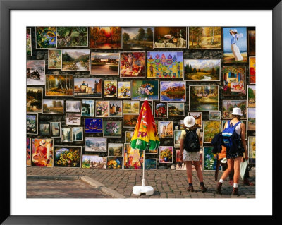 Paintings At Open Air Gallery At Florian Gate, Krakow, Poland by Krzysztof Dydynski Pricing Limited Edition Print image