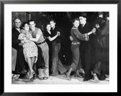 Construction Workers And Taxi Dancers Enjoying A Night Out In Barroom In Frontier Town by Margaret Bourke-White Pricing Limited Edition Print image
