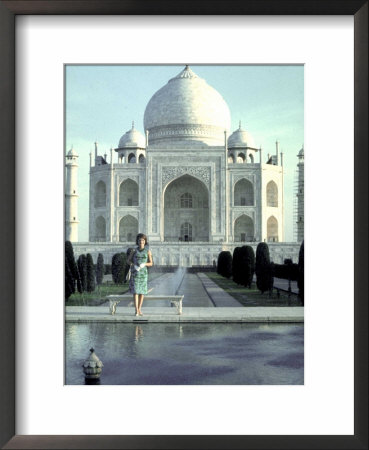 First Lady Jackie Kennedy Standing By Reflecting Pool In Front Of Taj Mahal During Visit To India by Art Rickerby Pricing Limited Edition Print image