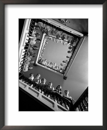 Student Nurses Lining The Railings Of Stairwell At Roosevelt Hospital by Alfred Eisenstaedt Pricing Limited Edition Print image