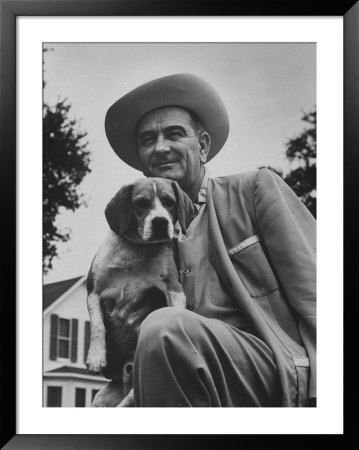 Senator Lyndon B. Johnson With Pet Called Little Beagle Jr. On His Ranch by Thomas D. Mcavoy Pricing Limited Edition Print image