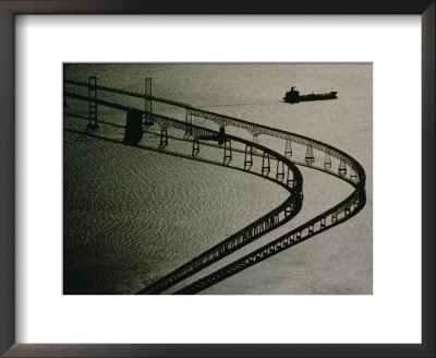 Tanker And Chesapeake Bay Bridge by Skip Brown Pricing Limited Edition Print image