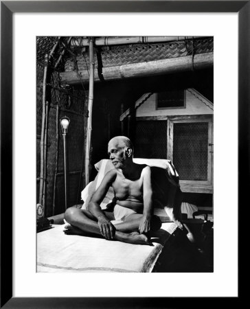 Holy Man Sri Ramana Maharshi Sitting In Bed by Eliot Elisofon Pricing Limited Edition Print image