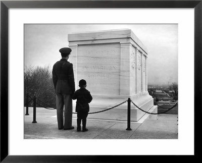 Captain Roger D. Reid Visiting The Unknown Soldier's Tomb With His Son by George Strock Pricing Limited Edition Print image