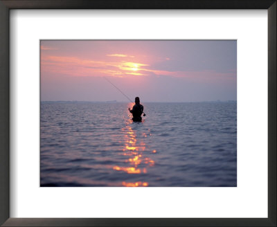 Man Fishing In Middle Of The Water by David White Pricing Limited Edition Print image
