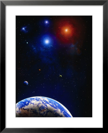 Illustration Of Earth And A Planet by Ron Russell Pricing Limited Edition Print image