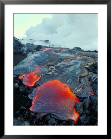 Lava Flows To The Sea On The Big Island Of Hawaii by Koa Kahili Pricing Limited Edition Print image