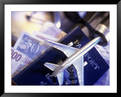 Model Jet Over Us Passport And Foreign Currencies by Eric Kamp Pricing Limited Edition Print image