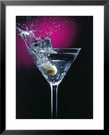 Cocktail With Olive Splashing Into Glass by Paul Katz Pricing Limited Edition Print image