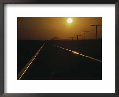 Train Tracks At Sunset, West Texas by Wiley & Wales Pricing Limited Edition Print image