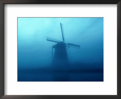 Windmill In Evening Mist, Holland by Mick Roessler Pricing Limited Edition Print image