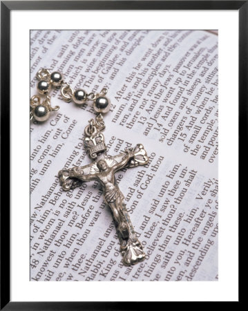 Silver Crucifix Lying On Open Bible by David Davis Pricing Limited Edition Print image