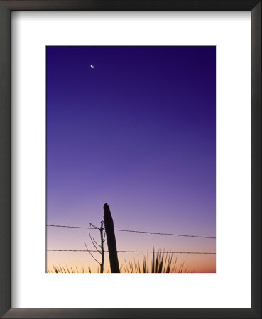 Fence, Sunrise And Moon, Texas by Kevin Leigh Pricing Limited Edition Print image