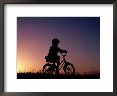 Girl On A Bike, Silhouetted, Melbourne, Australia by Michael Coyne Pricing Limited Edition Print image