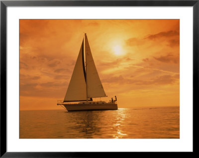 Sailboat At Sunset Off Florida Coast by Roger Smith Pricing Limited Edition Print image