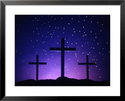 Silhouetted Crosses Against Star-Filled Sky by Chris Rogers Pricing Limited Edition Print image