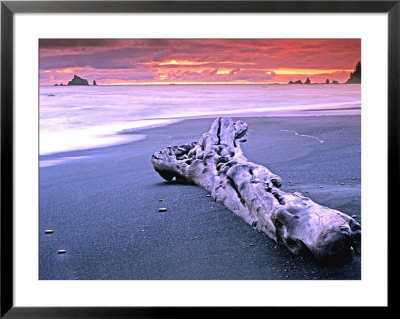 Rialto Beach Sunset With Driftwood Log by Russell Burden Pricing Limited Edition Print image