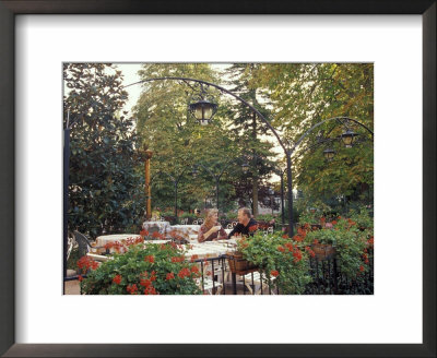 Couple With Coffee In Garden Cafe, Mount Oliveto, Italy by John & Lisa Merrill Pricing Limited Edition Print image