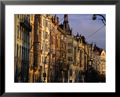 Smetanovo Nabrezi Buildings Lining The Vltava River, Prague, Central Bohemia, Czech Republic by Mark Daffey Pricing Limited Edition Print image