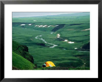 Overhead Of Tent And Camper On Northeast Side Of Okmok Caldera, United States Of America by Scott Darsney Pricing Limited Edition Print image