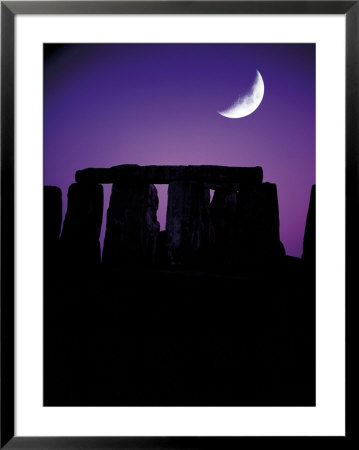 Crescent Moon Over Stonehenge, England by Terry Why Pricing Limited Edition Print image