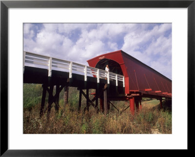 Woman On Roseman Bridge, Madison County, Iowa, Usa by Bill Bachmann Pricing Limited Edition Print image