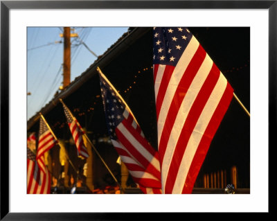 Flags Hanging Outside Diner, Texas, Usa by Dallas Stribley Pricing Limited Edition Print image