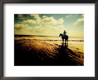 Woman Horseback At Edge Of The Water by Jan Lakey Pricing Limited Edition Print image