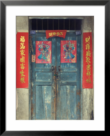 Door With Chinese Art And Characters, Xingping, Guangxi Province, China, Asia by Jochen Schlenker Pricing Limited Edition Print image