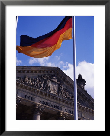 Exterior Of The Reichstag Building And Flag, Berlin, Germany, Europe by James Emmerson Pricing Limited Edition Print image