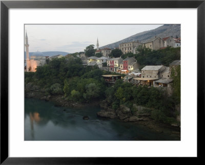Stari Most Peace Bridge, Koski Mehmed Pasa Mosque Dating From 1557, Old Town Houses, Mostar, Bosnia by Chris Kober Pricing Limited Edition Print image