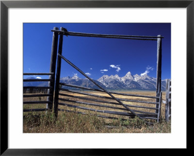 Ranch's Fencing Frames The Mountains Of Grand Teton National Park, Wyoming, Usa by Diane Johnson Pricing Limited Edition Print image
