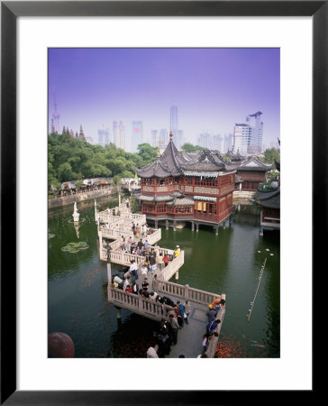 Yu Yuan Tea House And City Skyline, Yu Yuan Shangcheng, Yu Gardens Bazaar, Shanghai, China, Asia by Gavin Hellier Pricing Limited Edition Print image