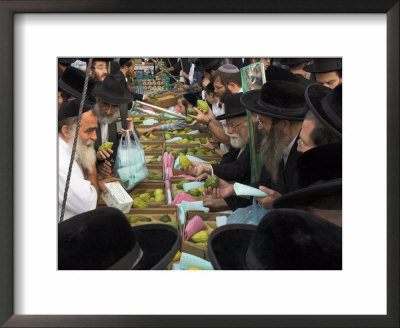 Crowd Of Orthodox Jews Buying The Etrog For The Lulav, Four Types Market, During Sukot, Israel by Eitan Simanor Pricing Limited Edition Print image