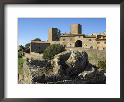 View Of Tuscania From Bastianini Square And Etruscan Sarcophagus, Tuscany, Italy by Nico Tondini Pricing Limited Edition Print image