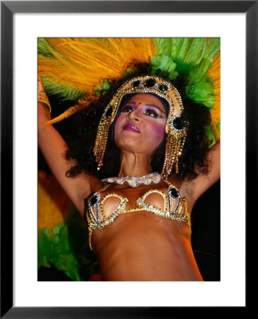 Female Carnival Dancer In Headdress, Rio De Janeiro, Brazil by Jane Sweeney Pricing Limited Edition Print image